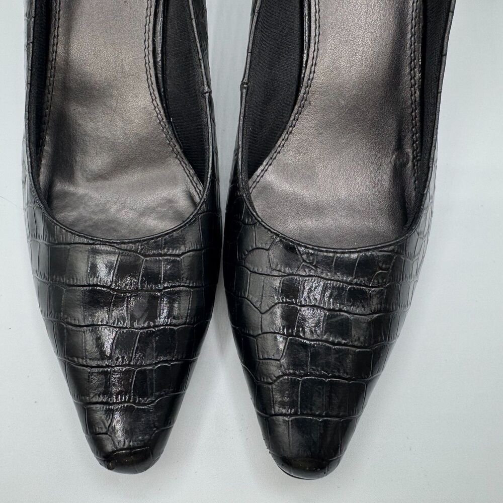 Life Stride Soft System Women's Shoes Sz 9 Black Faux Reptile Pumps 3" Heels - Picture 7 of 12